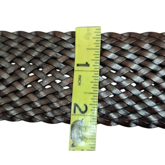 Women's Woven Double Ring Wide Belt Brown One Size Boho Festival Coachella Y2K - Picture 8 of 9